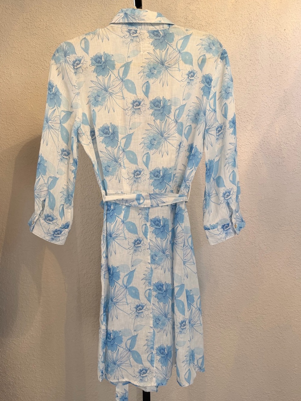 🆕120% Lino Floral Linen Belted Shirtdress - Picture 10 of 15